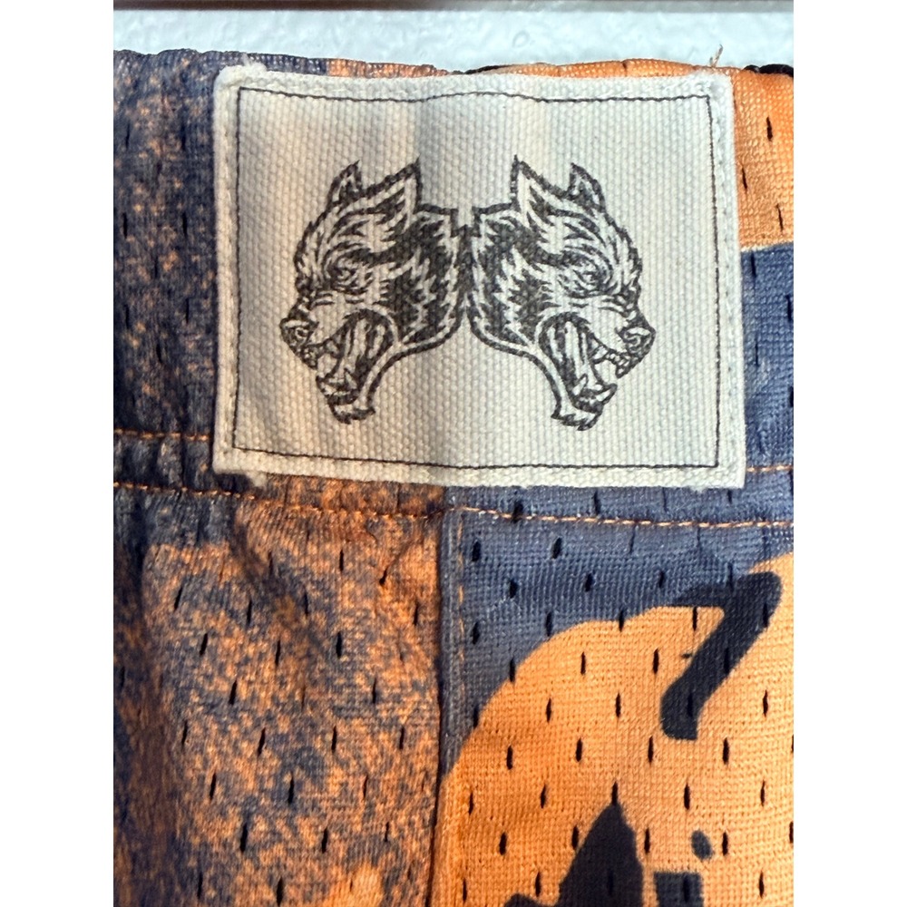 Darc Sport Wolves Forever Mesh Gym Shorts Orange Blue Camo Limited Edition Large - Picture 3 of 9